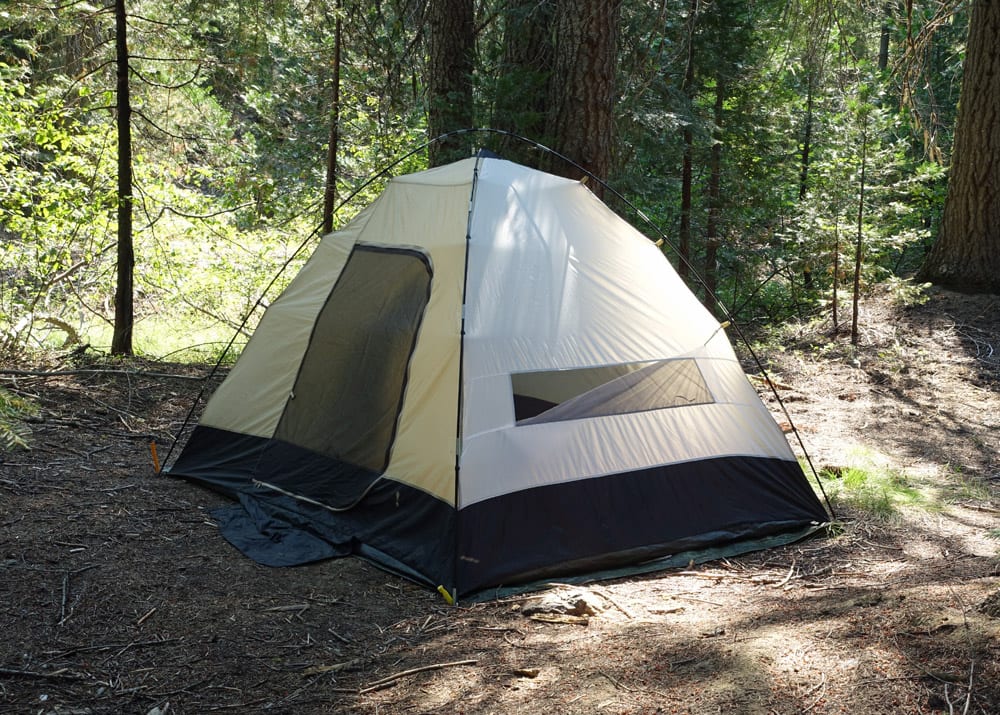 Dispersed camping campsite on Shasta-Trinity National Forest -- back when we used the Subaru Outback and slept in a tent